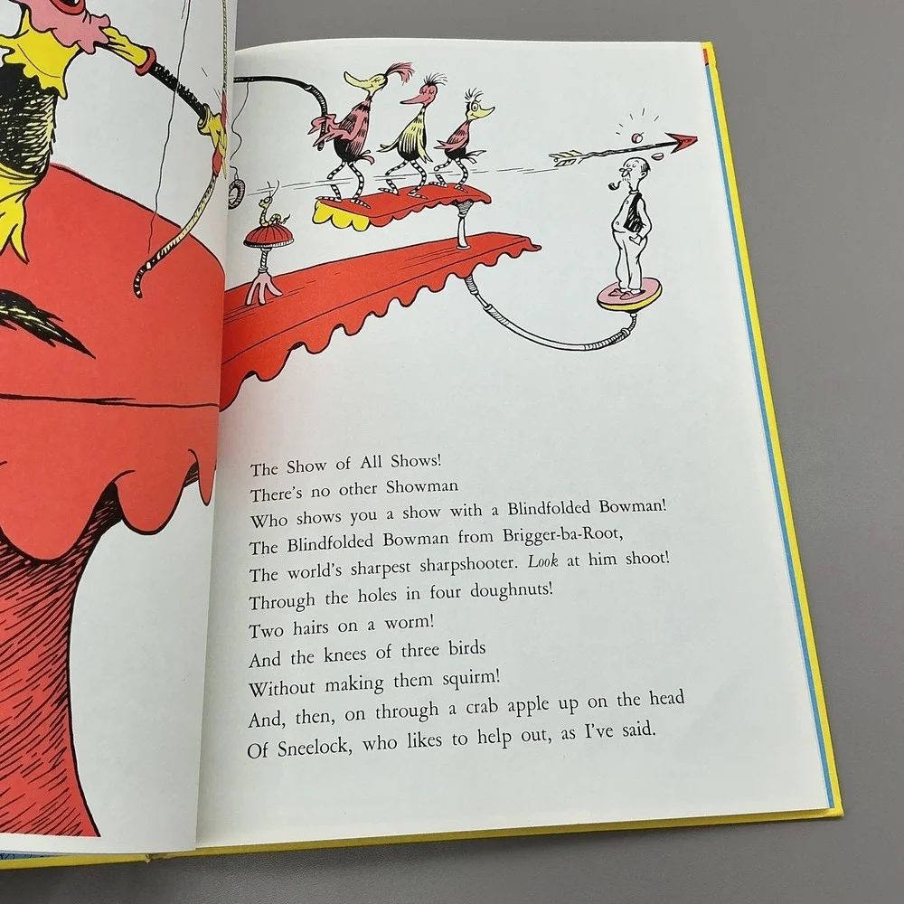 Vintage If I Ran The Circus Dr Seuss 1956 Random House HC Red Yellow Illustrated